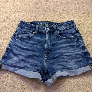 American Eagle Outfitters Blue Jean Shorts High-Waisted Cuffed